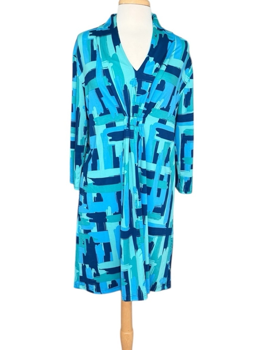 ESCAPADA LIVING Vivid Blue Geometric Print Short Dress Size XL